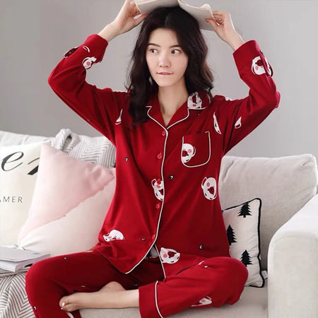 Pijama rosa monocromático feminino, 100% algodão, pijama quente, pijama pijama branco, moda inverno